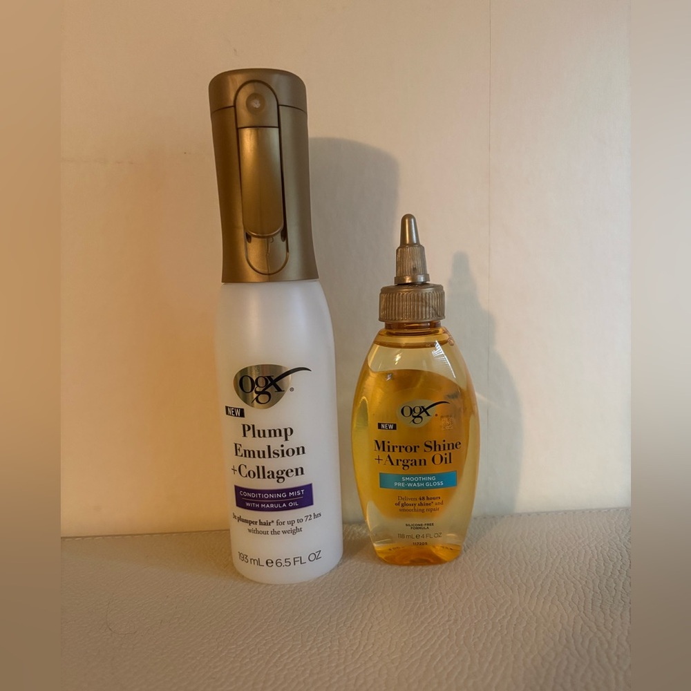 OGX Plump Emulsion + Collagen & Mirror Shine Argan Oil - new